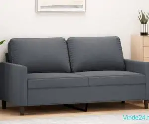 Canapea cu 2 locuri, gri închis, 140 cm, catifea