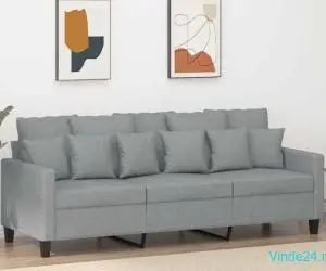 Canapea cu 3 locuri, gri deschis, material 180CM textil