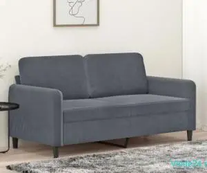 Canapea cu 2 locuri, gri închis, 140 cm, catifea