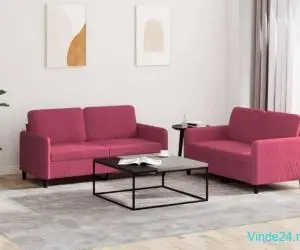 Set canapele, 2 piese, roșu vin, catifea