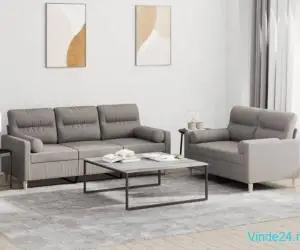 Set de canapele cu perne, 2 piese, gri taupe, textil