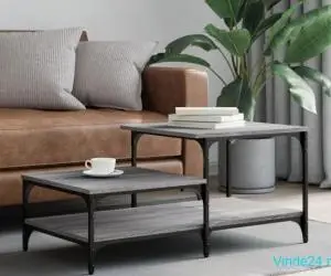 Măsuță de cafea, gri sonoma, 100x50,5x45 cm, lemn compozit