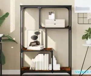 Bibliotecă, stejar fumuriu, 81x36x115 cm, lemn prelucrat/oțel