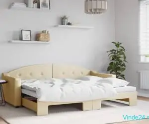 Pat de zi cu extensie, crem, 80x200 cm, textil