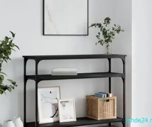 Măsuță consolă, negru, 100x29x75 cm, lemn compozit
