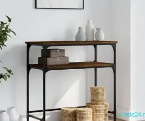 Masă consolă, stejar maro, 75x35,5x75 cm, lemn prelucrat