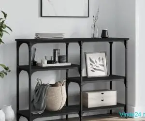 Măsuță consolă, negru, 102x29x75 cm, lemn compozit