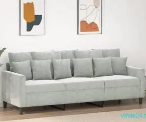 Canapea cu 3 locuri, gri deschis, material 180CM catifea