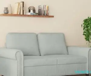 Canapea cu 2 locuri, gri deschis, 120 cm, catifea