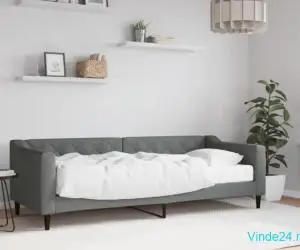 Pat de zi cu saltea, gri închis, 80x200 cm, textil