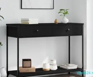 Măsuță consolă, negru, 100x34,5x75 cm, lemn compozit