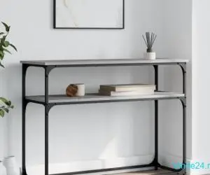 Măsuță consolă, gri sonoma, 100x35,5x75 cm, lemn prelucrat