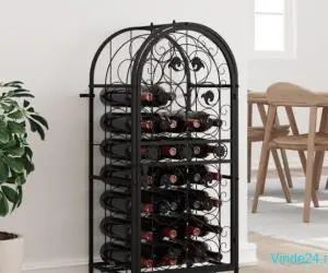 Suport sticle vin 33 de sticle, negru 45x36x100 cm fier forjat