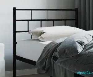 Tăblie de pat metalică, negru, 107 cm