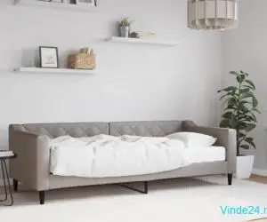 Pat de zi cu saltea, gri taupe, 80x200 cm, textil