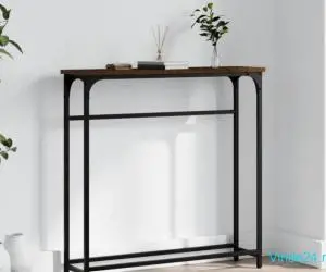 Masă consolă, stejar maro, 75x19,5x75 cm, lemn prelucrat