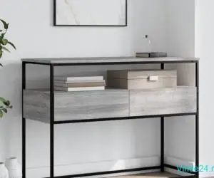 Măsuță consolă, gri sonoma, 100x40x75 cm, lemn prelucrat