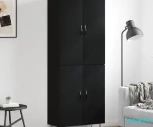 Dulap înalt, negru, 69,5x34x180 cm, lemn compozit