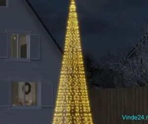 Pom de Crăciun LED pe stâlp 1534 LED-uri Alb Cald 500 cm