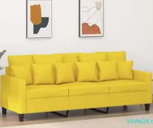 Canapea cu 3 locuri, galben deschis, 180 cm, material textil