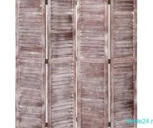 Paravan de cameră cu 4 panouri, maro, 140 x 165 cm, lemn