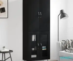Dulap înalt, negru, 69,5x34x180 cm, lemn compozit