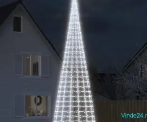 Pom de Crăciun LED pe stâlp 3000 LED-uri Alb Rece 800 cm