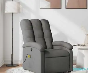 Fotoliu de masaj rabatabil, gri închis, material textil