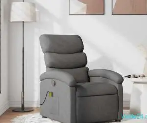 Fotoliu de masaj rabatabil, gri închis, material textil