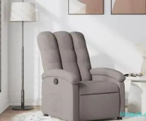 Fotoliu rabatabil, gri taupe, material textil