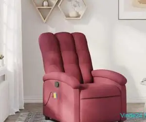 Fotoliu de masaj rabatabil, roșu vin, material textil