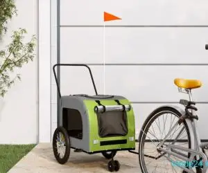 Remorcă bicicletă animale companie verde/gri textil oxford/fier