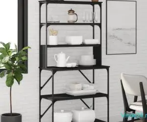 Raft brutărie cu 6 niveluri, negru, 90x40x180 cm lemn prelucrat