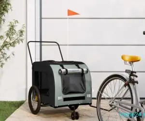 Remorcă bicicletă animale companie gri/negru textil oxford/fier
