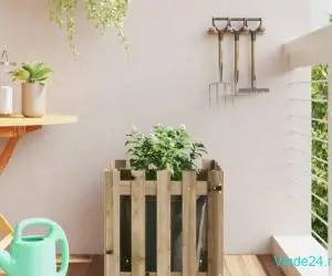 Jardinieră grădină design gard 50x50x50cm lemn de pin impregnat