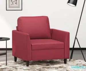 Canapea de o persoană, roșu vin, 60 cm, piele ecologică