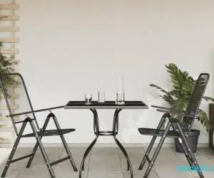 Set de masă pentru grădină, 3 piese, plasă metalică antracit