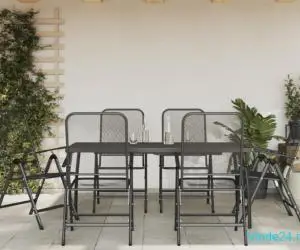 Set de masă pentru grădină, 7 piese, plasă metalică antracit