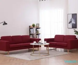 Set de canapele, 2 piese, bordo, material textil