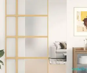 Ușă glisantă, auriu, 102,5x205 cm, sticlă ESG mată și aluminiu