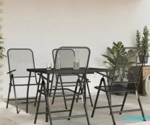 Set de masă pentru grădină, 5 piese, plasă metalică antracit