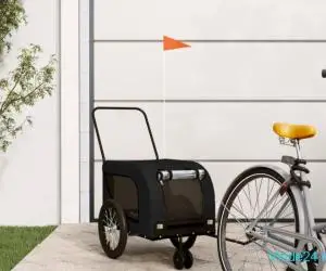 Remorcă bicicletă animale companie, negru, textil oxford/fier