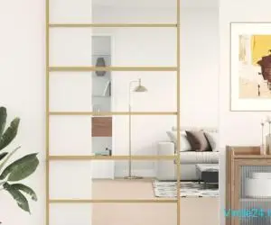 Ușă glisantă, auriu, 102,5x205 cm, sticlă ESG mată și aluminiu