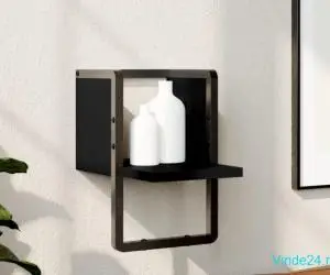 Raft de perete cu bare, negru, 20x25x30 cm