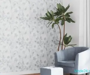 Tapet cu model flori 3D, gri, 10x0,53 m, nețesut