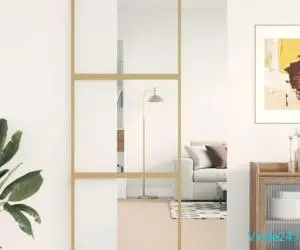 Ușă glisantă auriu 76x205 cm sticlă ESG transparentă/aluminiu