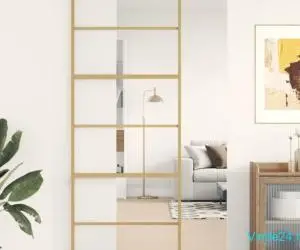 Ușă glisantă auriu 76x205 cm sticlă ESG transparentă/aluminiu