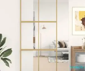 Ușă glisantă, auriu, 90x205 cm, sticlă ESG mată și aluminiu