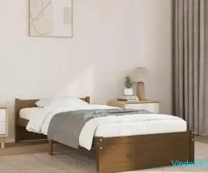 Cadru de pat single, maro miere, 90x190 cm, lemn masiv