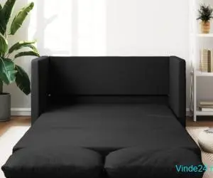 Canapea extensibilă 2 în 1, negru, 112x174x55cm piele ecologică